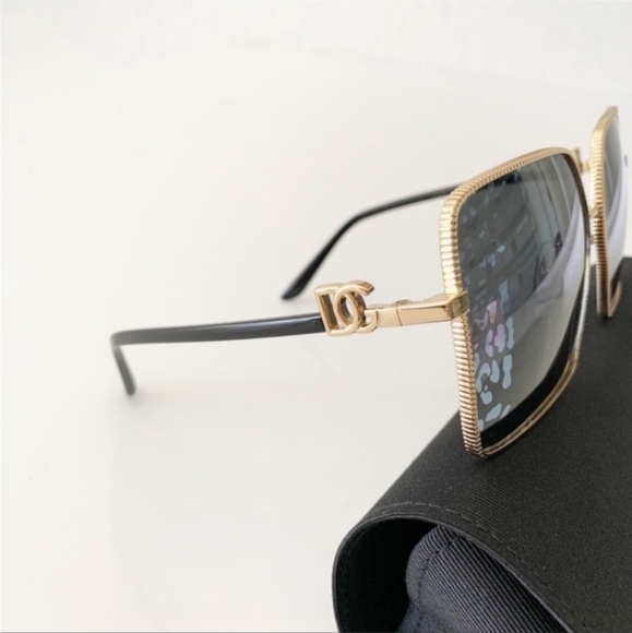 Dolce & Gabbana Black and Gold Aviator Sunglasses - Picture 8 of 9
